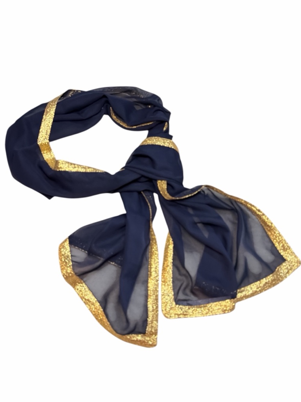 Must Haves By Doris Pooser Italian Navy and Gold Trim Scarf